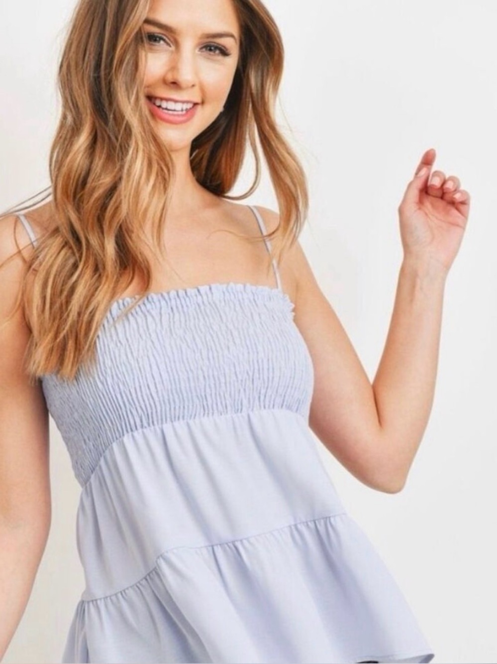 Paper Crane Blue Tiered Spaghetti Strap Top Size L
